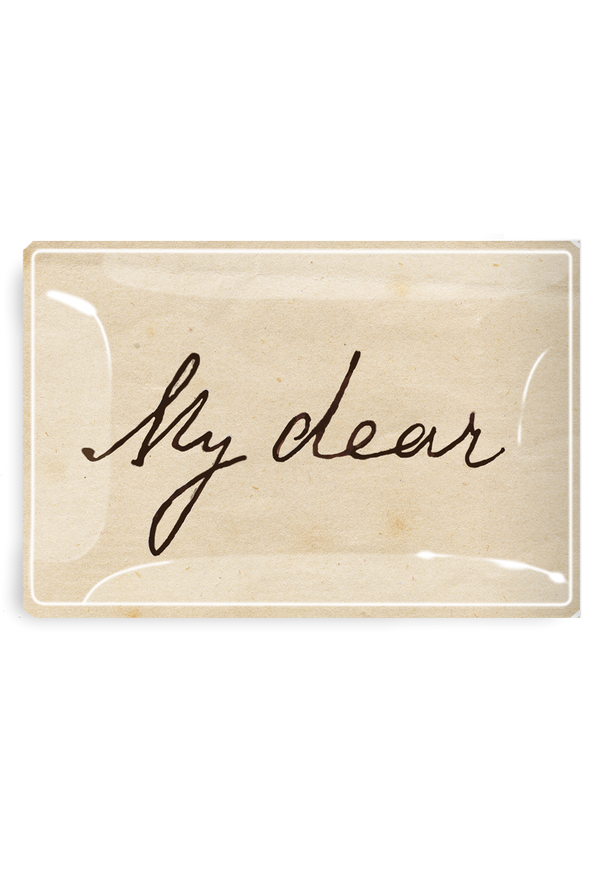 My Dear Cursive Decoupage Glass Tray
