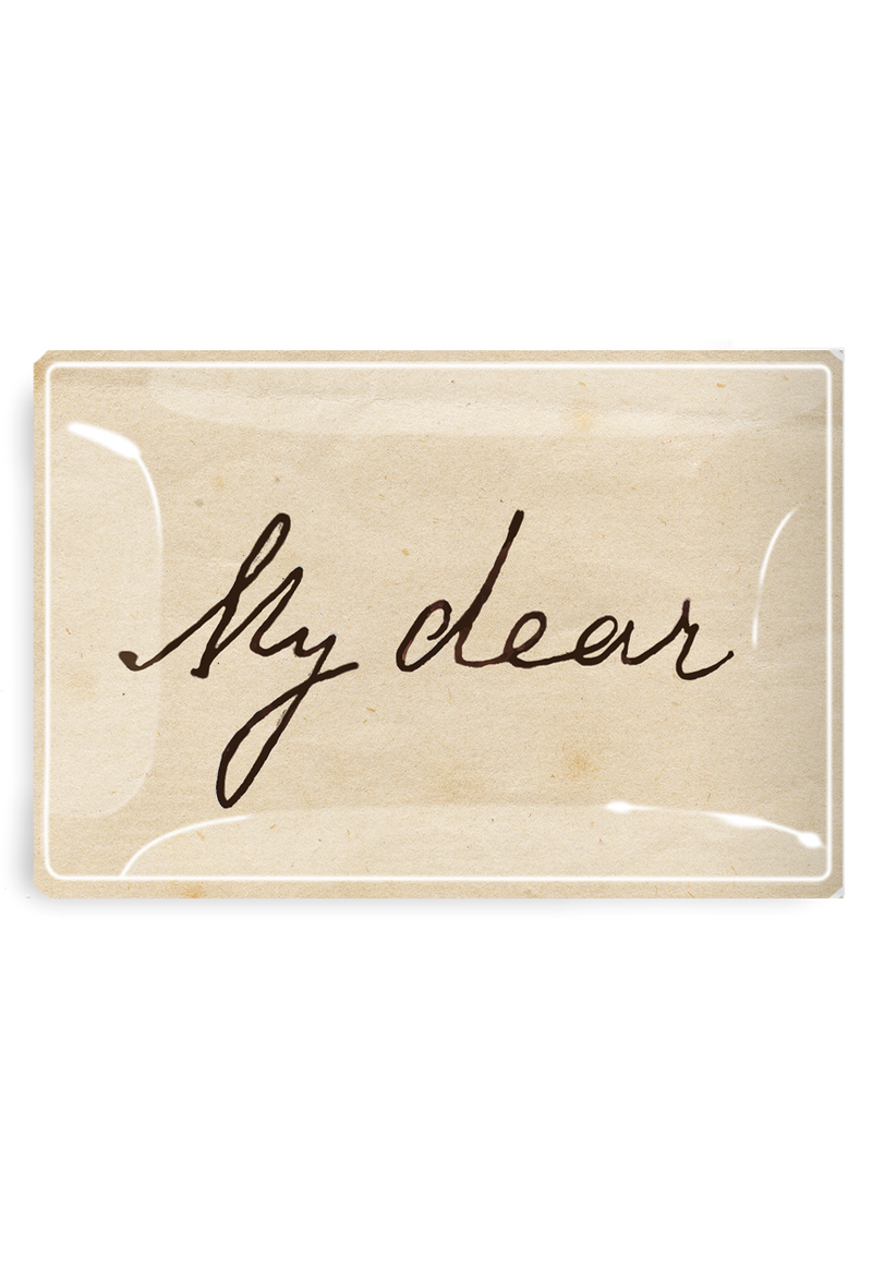 My Dear Cursive Decoupage Glass Tray