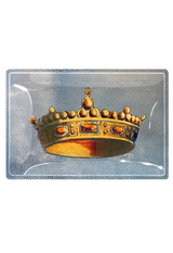 Vintage Italian Crown Decoupage Glass Tray