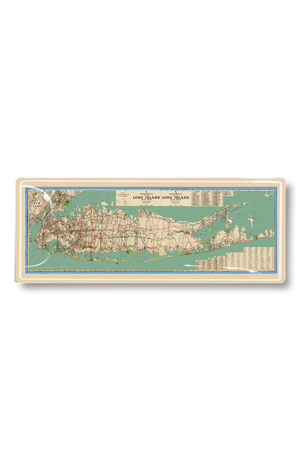 Vintage Long Island Hagstrom's Map Decoupage Glass Tray