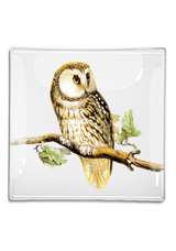 Sweet Owl Decoupage Glass Tray