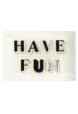 Have Fun Newspaper Letters Decoupage Glass Tray
