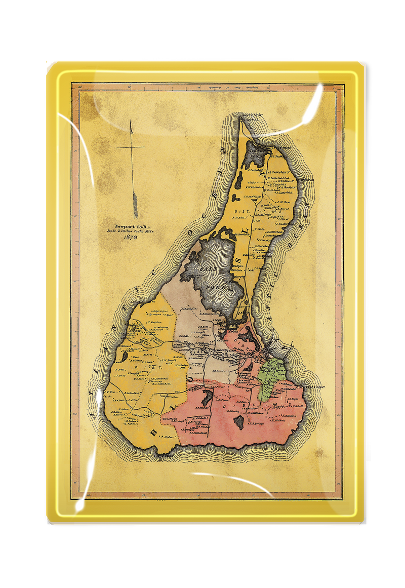 Block Island Antique Map Decoupage Glass Tray
