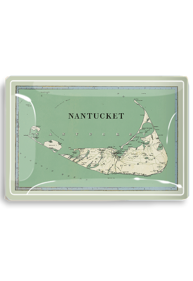 Nantucket Sound Decoupage Glass Map Tray