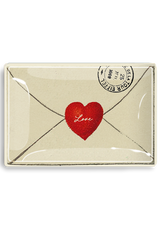 Love Script Envelope With Heart Decoupage Glass Tray