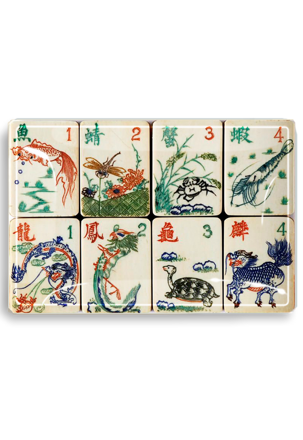 Mahjong #1 Decoupage Glass Tray