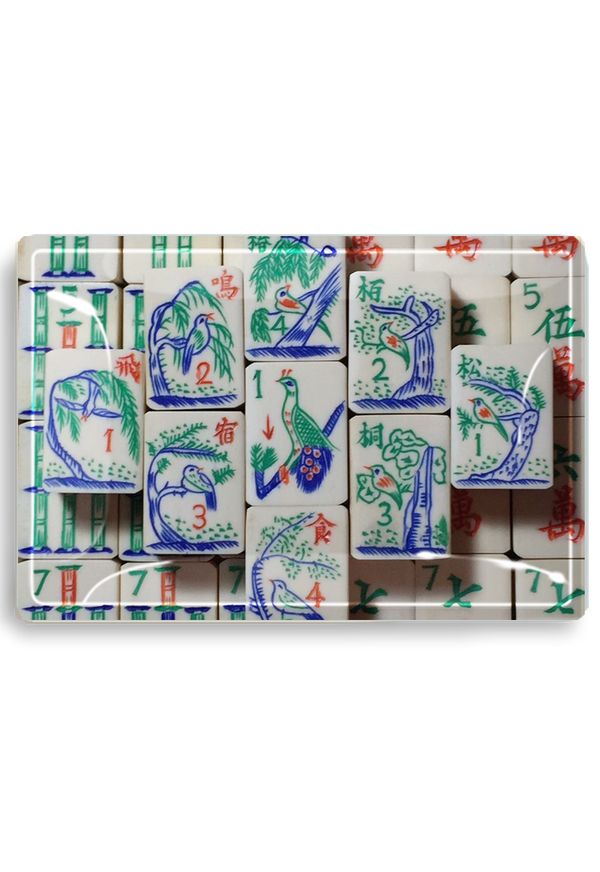 Mahjong #2 Decoupage Glass Tray