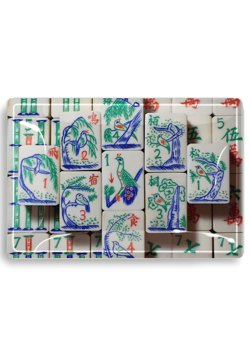 Mahjong #2 Decoupage Glass Tray