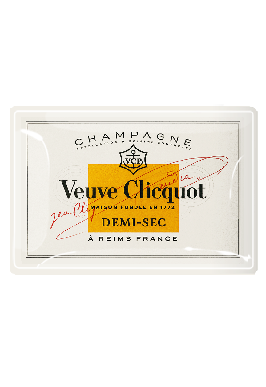 Vintage Veuve Clicquot Demi-Sec Decoupage Glass Tray - Thumbnail 2