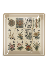 Four Seasons Mahjong Decoupage Glass Tray