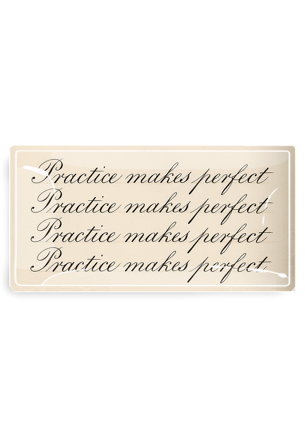 Practice Makes Perfect Cursive Decoupage Glass Tray