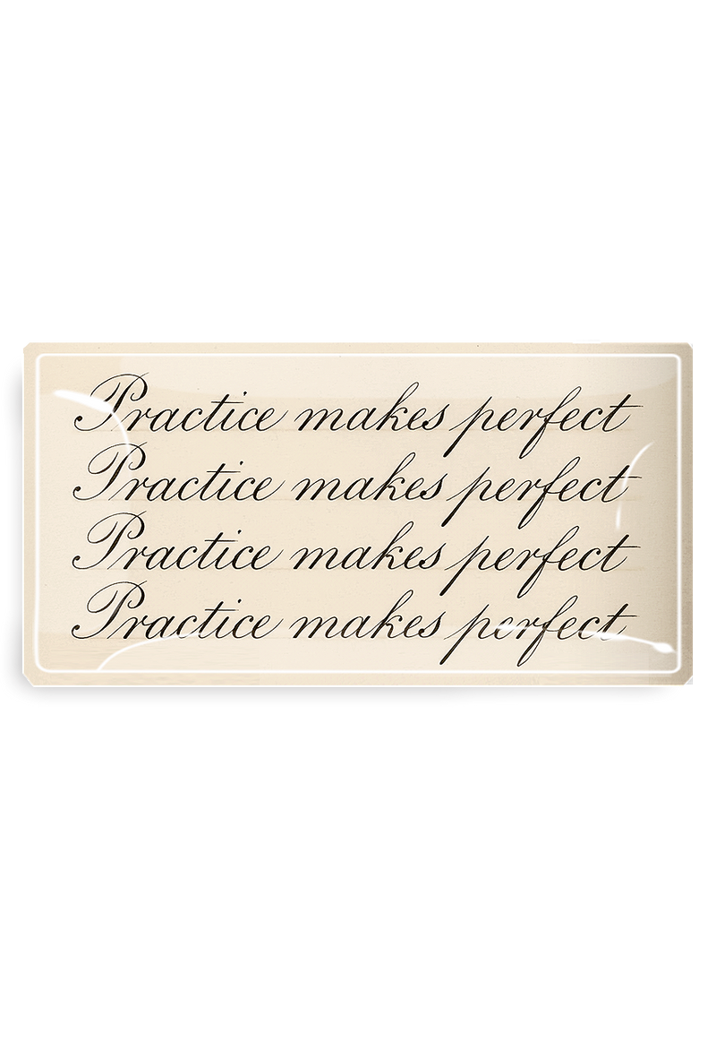 Practice Makes Perfect Cursive Decoupage Glass Tray