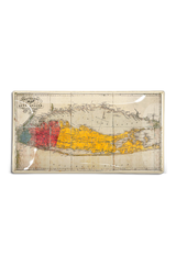 Long Island Travellers Map Decoupage Glass Tray