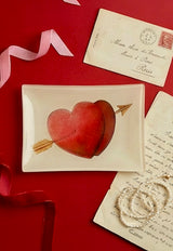 Double Heart Arrow Decoupage Glass Tray
