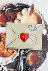 Love Script Envelope With Heart Decoupage Glass Tray