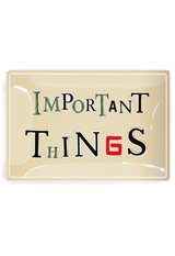 Important Things Newspaper Letters Decoupage Glass Tray