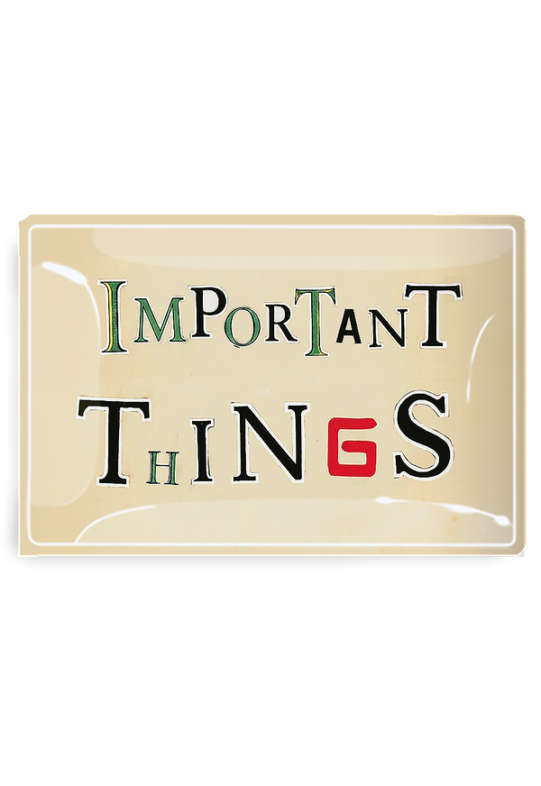 Important Things Newspaper Letters Decoupage Glass Tray