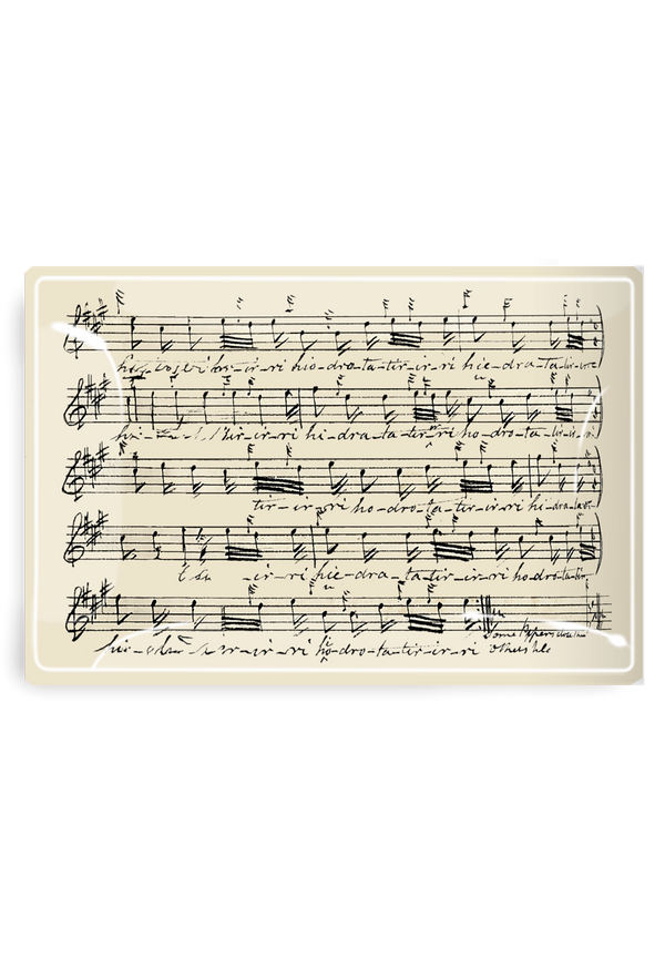 Hand-Notated 1800's Sheet-Music Score Decoupage Glass Tray
