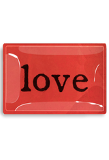 Crimson Love Typset Decoupage Glass Tray