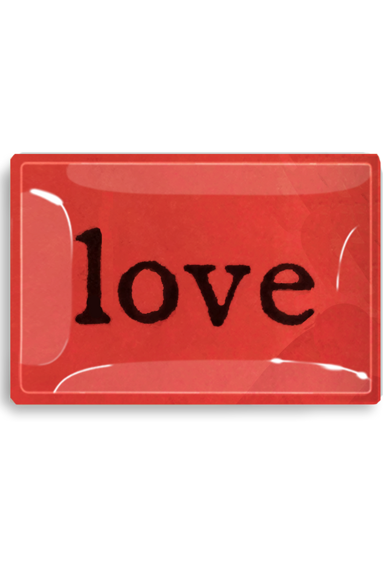 Crimson Love Typset Decoupage Glass Tray