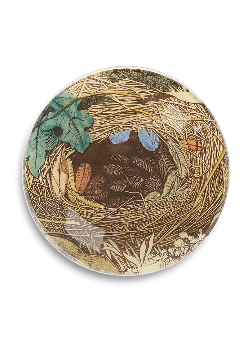 Feathered Nest Round Decoupage Tray