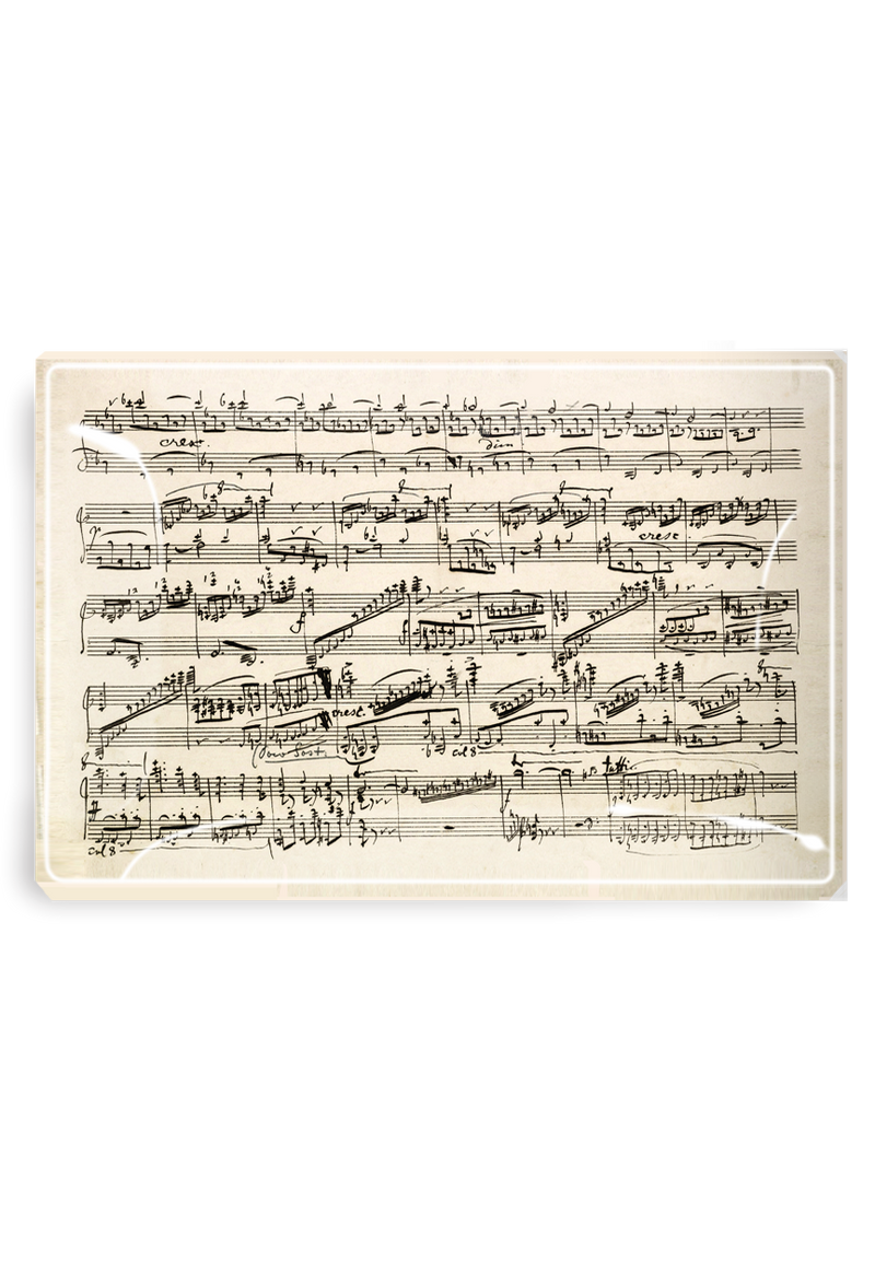 Handwritten Chopin Sheet-Music Decoupage Glass Tray