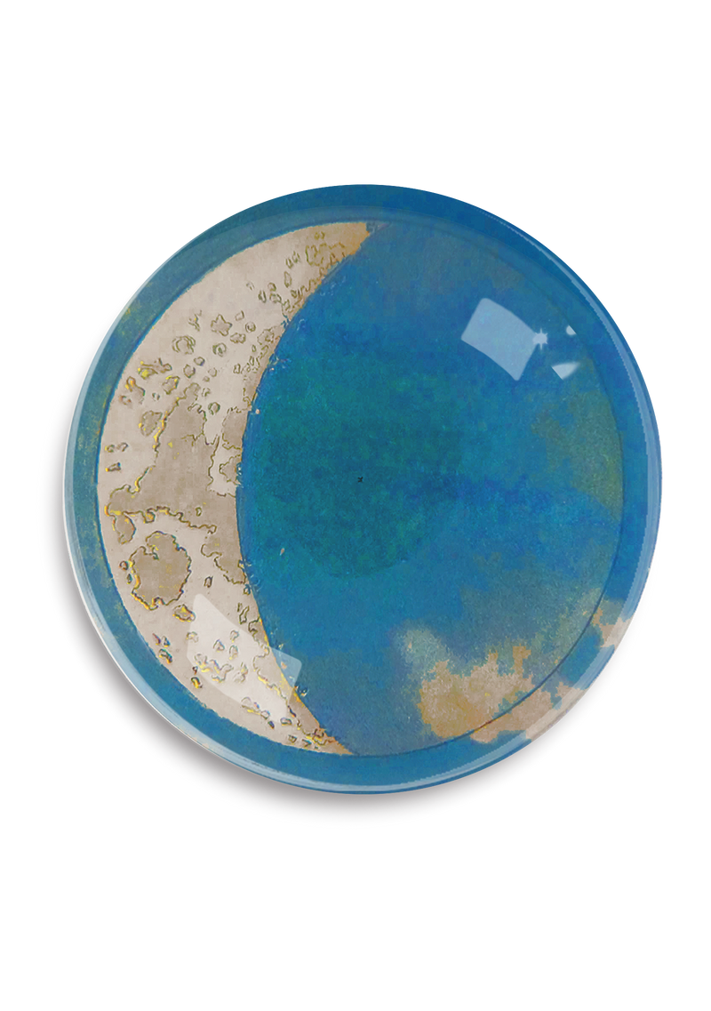 Crescent Moon Round Decoupage Tray