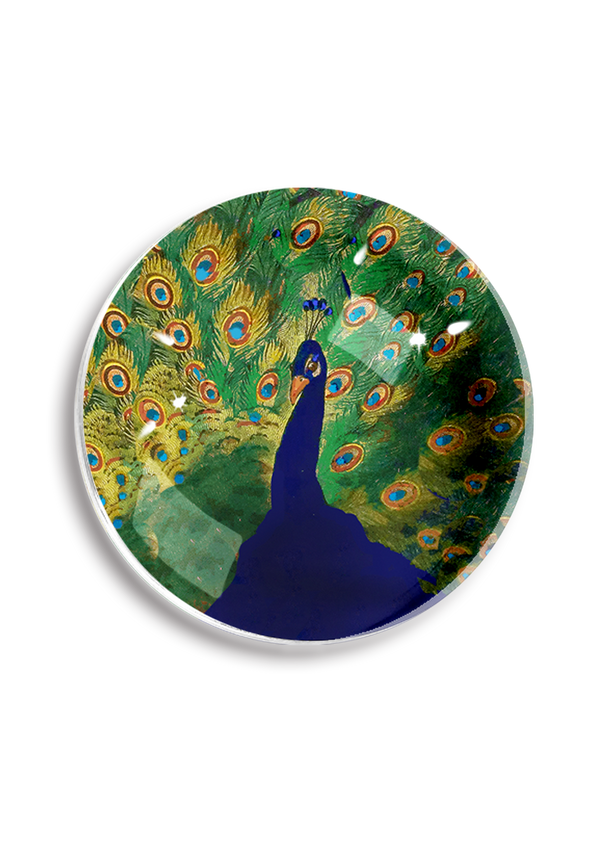 Royal Blue Provence Peacock Crystal Dome Paperweight