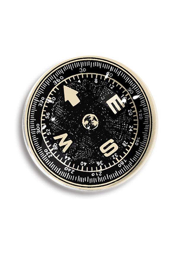 Min. Case Pack of 2 // Vintage Compass Illustration Crystal Dome Paperweight