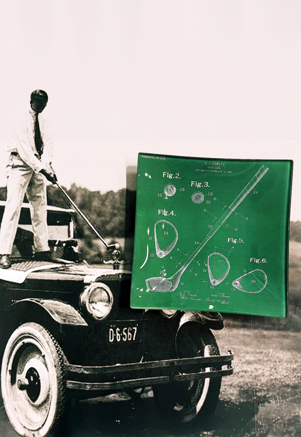 Golf Club Rendering Decoupage Glass Tray