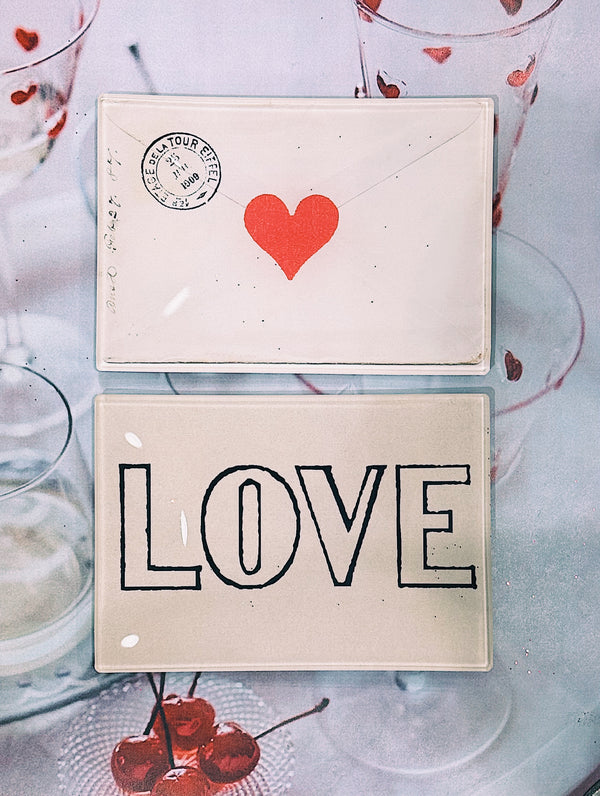 Love Small Outline Decoupage Glass Tray