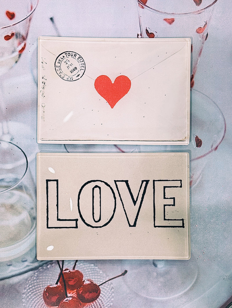 Love Small Outline Decoupage Glass Tray
