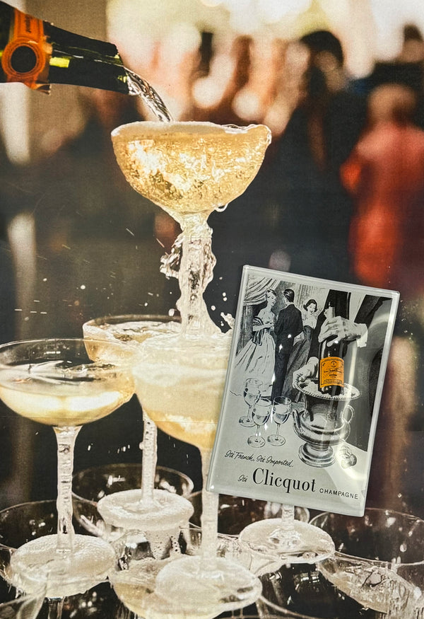 It's Clicquot Champagne Decoupage Glass Tray