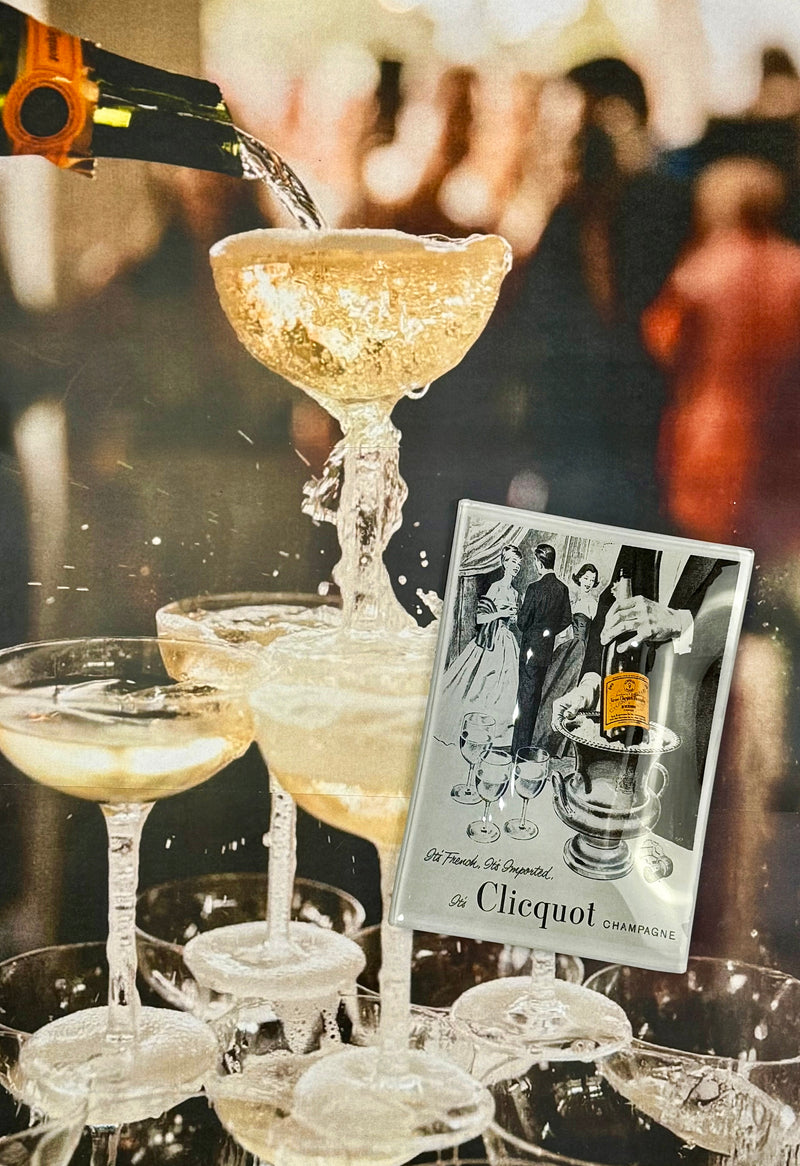It's Clicquot Champagne Decoupage Glass Tray