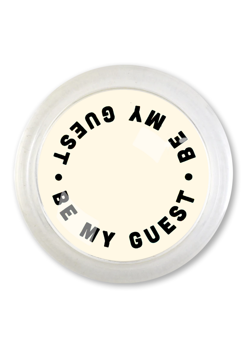 Be My Guest Cream 4" Round Glass Coaster