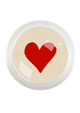 Long Red Heart 4" Round Glass Coaster
