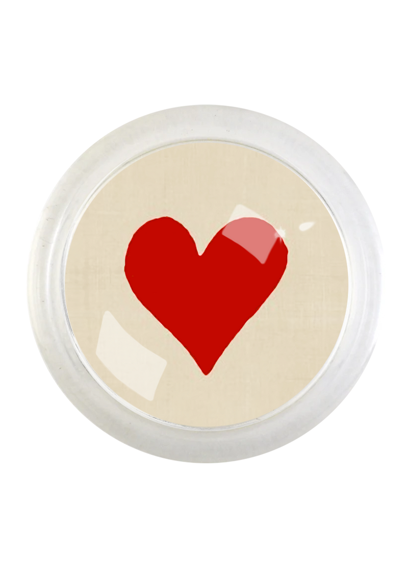 Long Red Heart 4" Round Glass Coaster