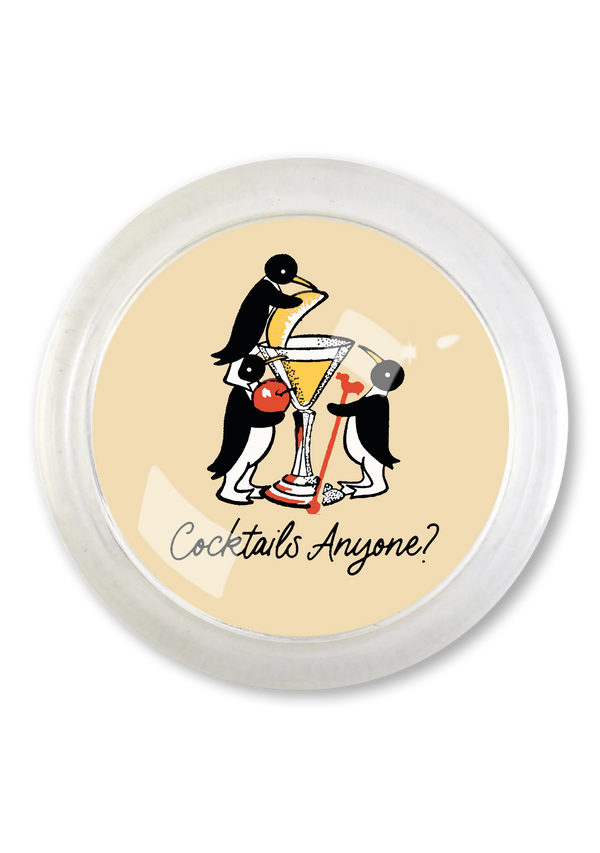 Cocktails Anyone 4" Round Glass Coaster