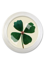 Lucky Four-Leaf Clover Drawing 4" Round Glass Coaster