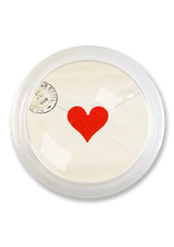 French Heart Envelope 4" Round Glass Coaster