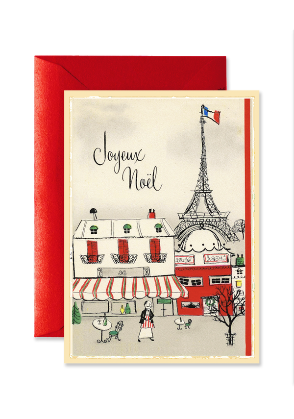 Min. Case 6 // Joyeux Noel Eiffel Tower Christmas Blank A7 Greeting Card