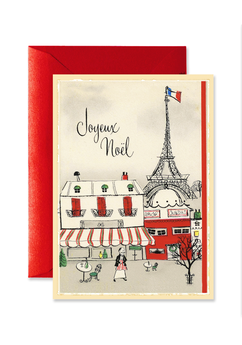 Min. Case 6 // Joyeux Noel Eiffel Tower Christmas Blank A7 Greeting Card