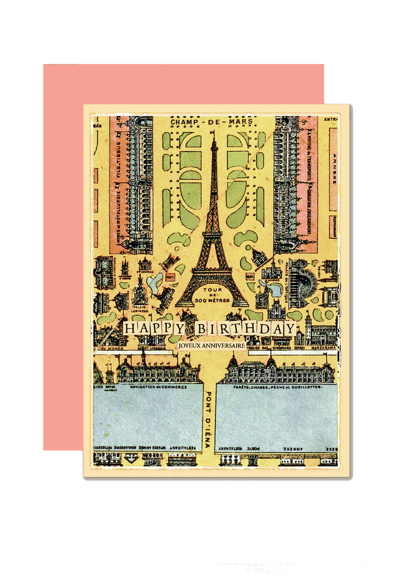 Min. Case Pack of 6 // Happy Anniversary Eiffel Tower Folded Greeting Card