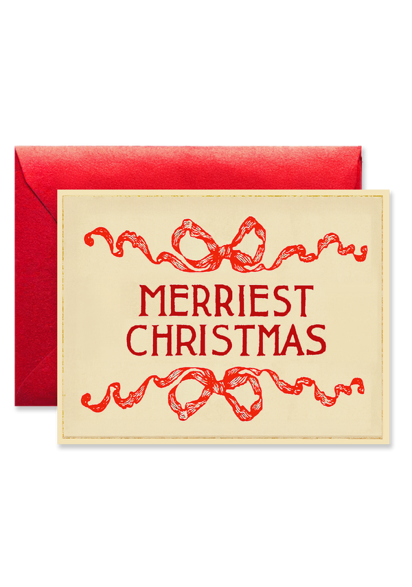 Willowberry Bow Merriest Christmas Blank A7 Greeting Card
