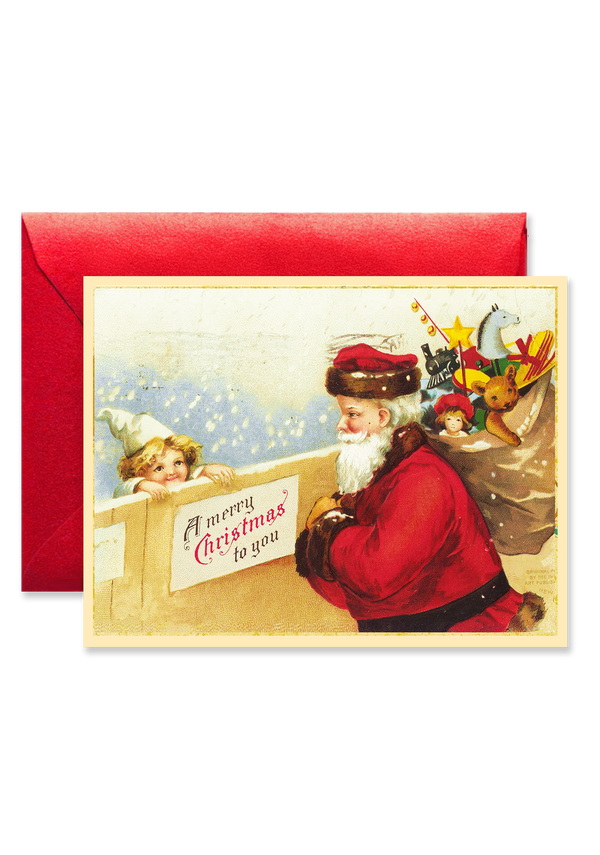 A Merry Christmas Santa with Presents Blank A7 Greeting Card