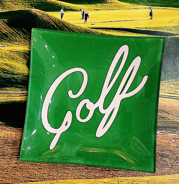 Golf Script Decoupage Glass Tray