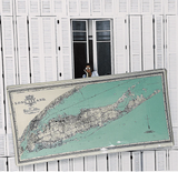 Long Island Sea Coast Map Decoupage Glass Tray