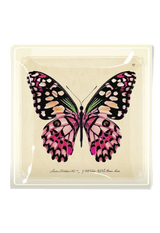 Pink Butterfly Decoupage Glass Tray