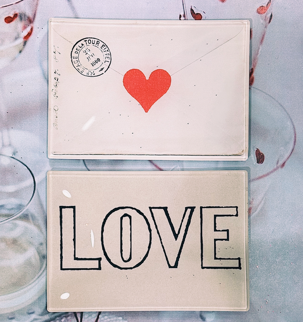 Love Small Outline Decoupage Glass Tray