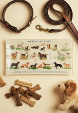 Dog Run, Breeds of Dogs Glass Decoupage Tray
